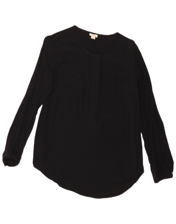 J. CREW Womens Long Sleeve Blouse Top UK 10 Small Black Viscose