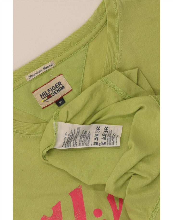 TOMMY HILFIGER Mens Graphic T-Shirt Top Medium Green Cotton