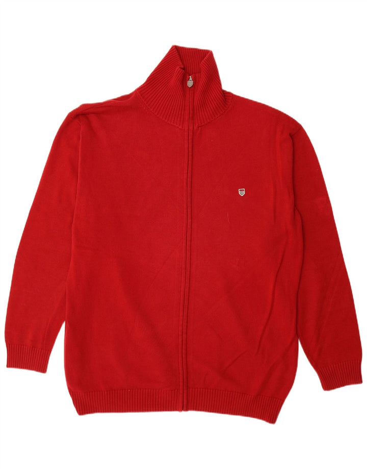 Basefield Mens Cardigan Sweater 2XL Red Cotton