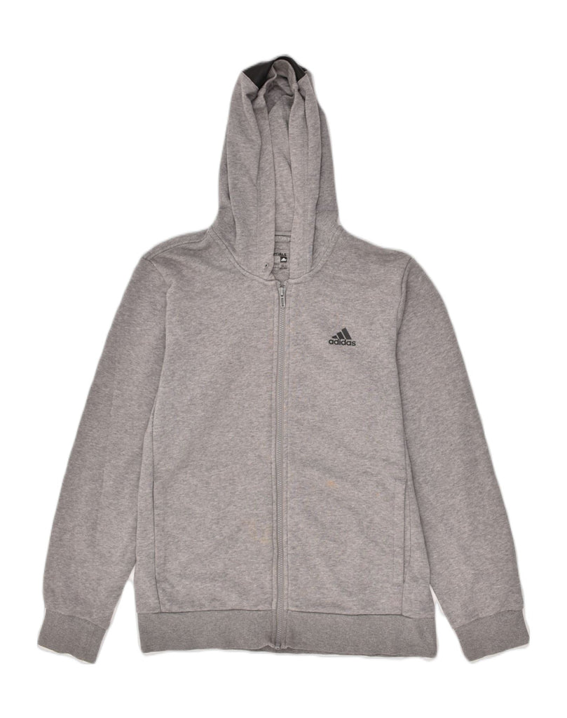 ADIDAS Mens Climalite Graphic Zip Hoodie Sweater Medium Grey Cotton | Vintage Adidas | Thrift | Second-Hand Adidas | Used Clothing | Messina Hembry 