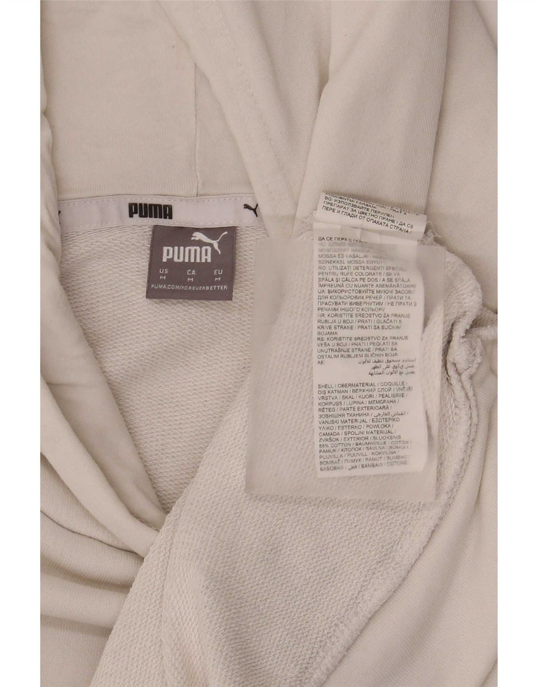 Puma Womens Graphic Oversized Hoodie Jumper UK 14 Medium White Cotton