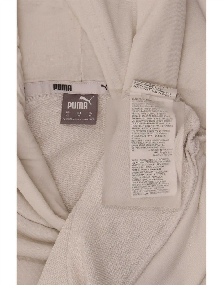 Puma Womens Graphic Oversized Hoodie Jumper UK 14 Medium White Cotton