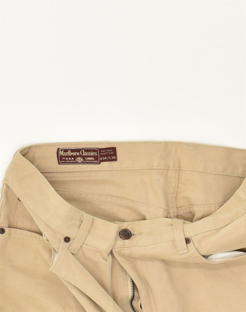 MARLBORO CLASSICS Mens Straight Casual Trousers W34 L27 Beige Cotton | Vintage Marlboro Classics | Thrift | Second-Hand Marlboro Classics | Used Clothing | Messina Hembry 