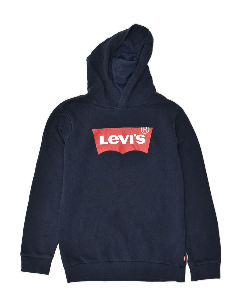 LEVI'S Boys Graphic Hoodie Jumper 14-15 Years XL Navy Blue Cotton | Vintage Levi's | Thrift | Second-Hand Levi's | Used Clothing | Messina Hembry 