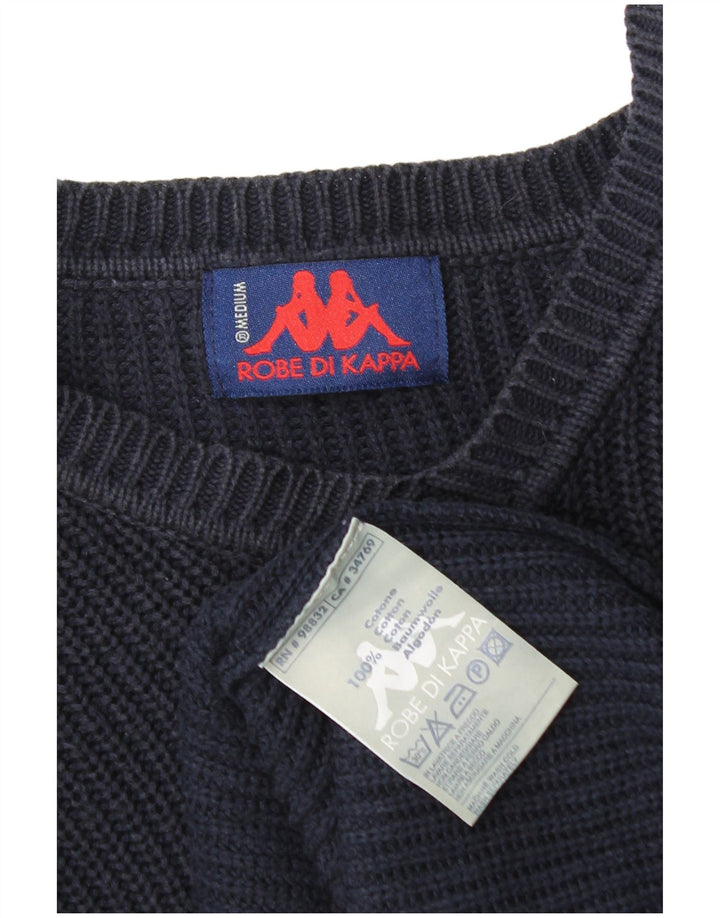 Kappa Mens V-Neck Jumper Sweater Medium Navy Blue Cotton