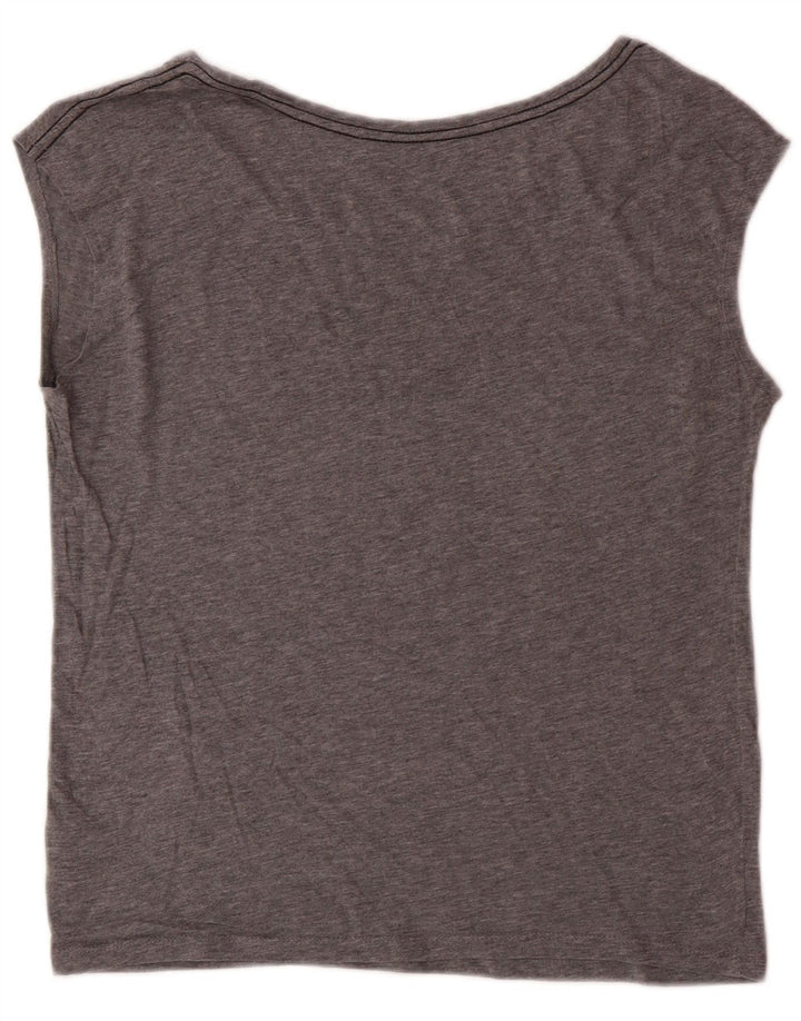 GUESS Womens Oversized Graphic Vest Top UK 6 XS Grey Cotton