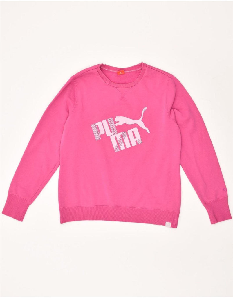 PUMA Womens Graphic Sweatshirt Jumper UK 14 Large Pink Vintage Puma and Second-Hand Puma from Messina Hembry 