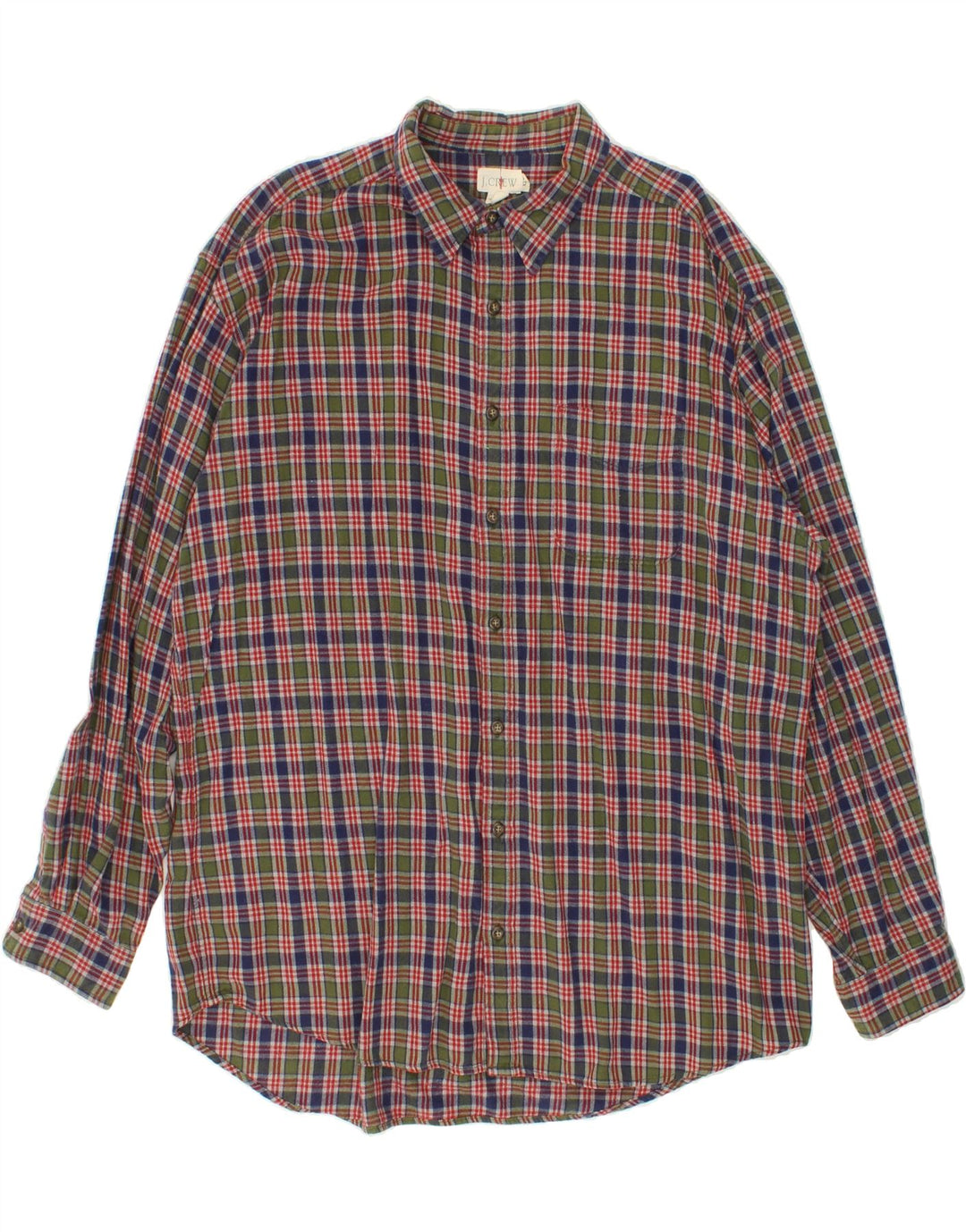 J. CREW Mens Flannel Shirt XL Green Check Cotton Vintage J. Crew and Second-Hand J. Crew from Messina Hembry 