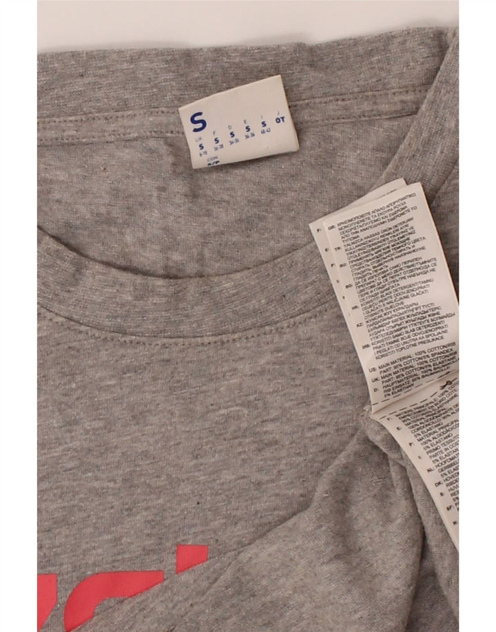 REEBOK Womens Oversized Graphic T-Shirt Top UK 8/10 Small Grey Flecked Vintage Reebok and Second-Hand Reebok from Messina Hembry 