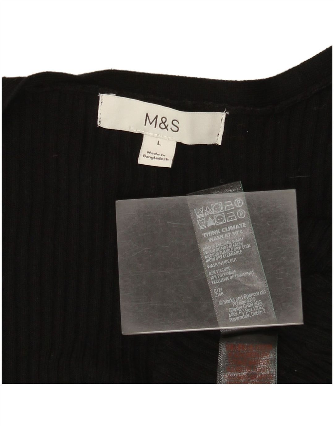 Marks & Spencer Womens Longline Open Cardigan Sweater UK 16 Large Black
