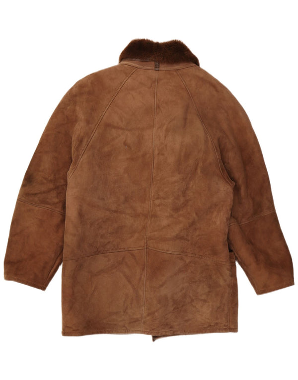 Vintage Mens Shearling Jacket IT 48 Medium Brown Shearling