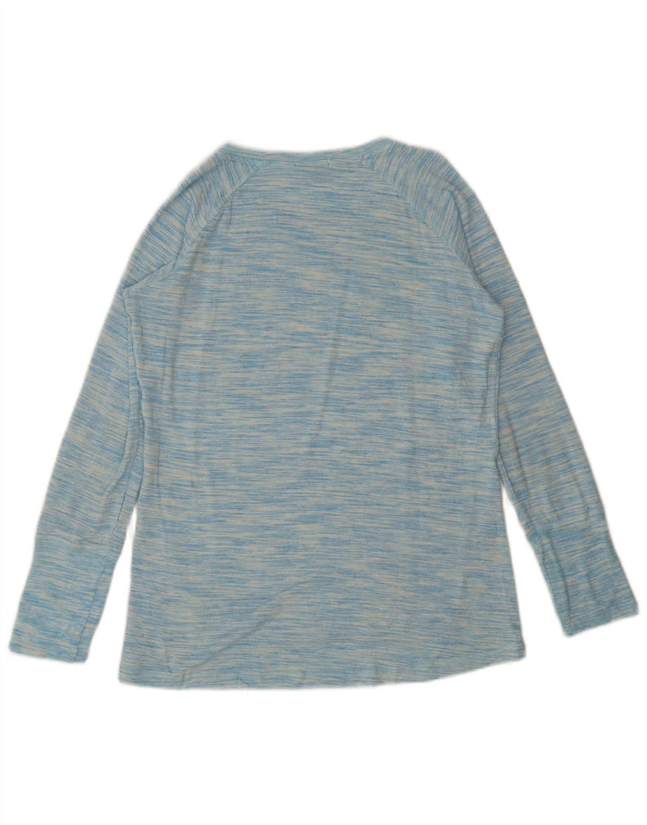 Champion Womens Top Long Sleeve UK 14 Medium Blue Flecked Rayon