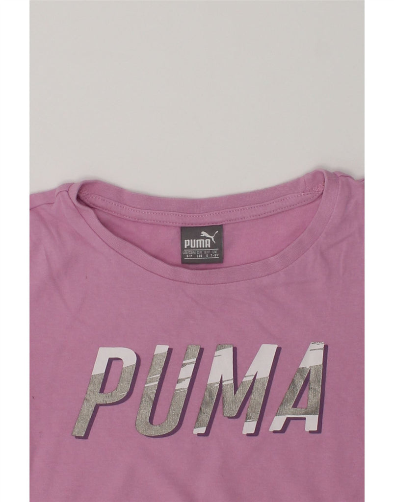 PUMA Girls Graphic T-Shirt Top 7-8 Years Purple Cotton | Vintage Puma | Thrift | Second-Hand Puma | Used Clothing | Messina Hembry 