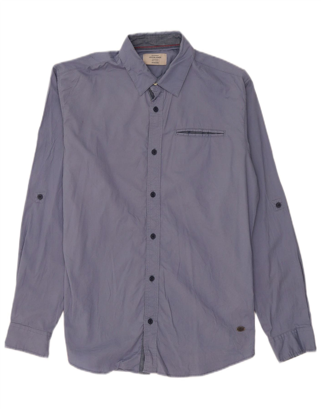 JACK & JONES Mens Shirt Medium Blue Cotton