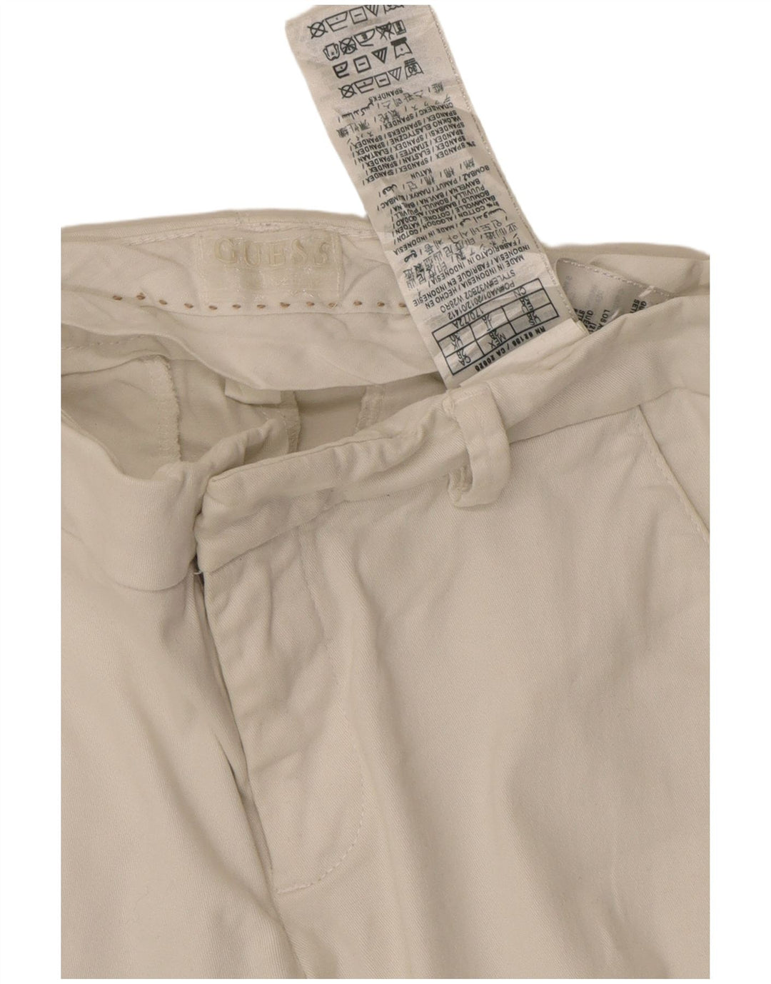 GUESS Womens Straight Chino Trousers W30 L27 Off White Cotton