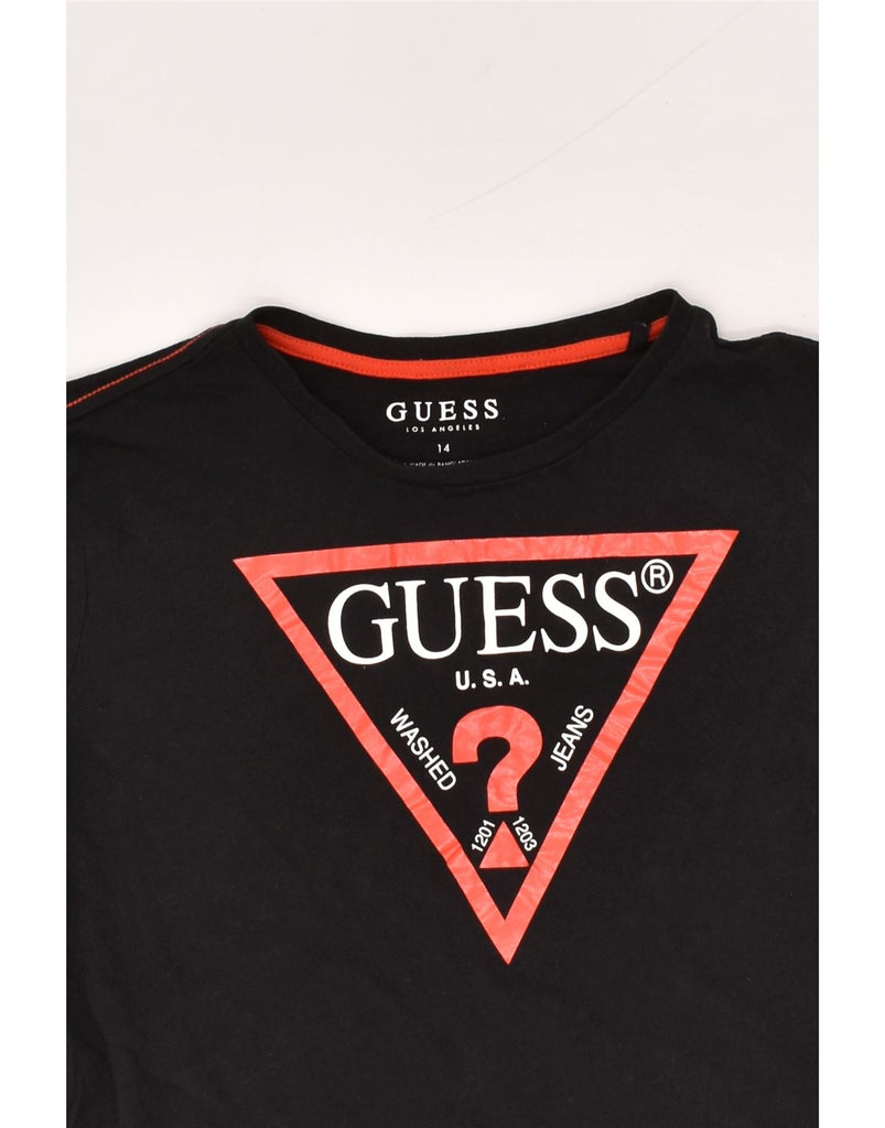 GUESS Boys Graphic Top Long Sleeve 13-14 Years Black Cotton | Vintage Guess | Thrift | Second-Hand Guess | Used Clothing | Messina Hembry 