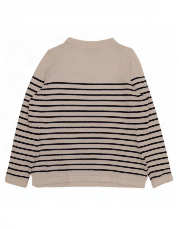 Joules Womens Boat Neck Jumper Sweater UK 14 Large White Striped Polyester