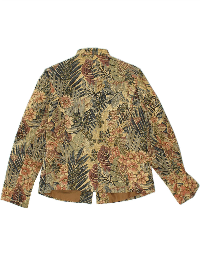 VINTAGE Womens 3 Button Blazer Jacket IT 42 Medium Brown Floral Polyester Vintage Vintage and Second-Hand Vintage from Messina Hembry 