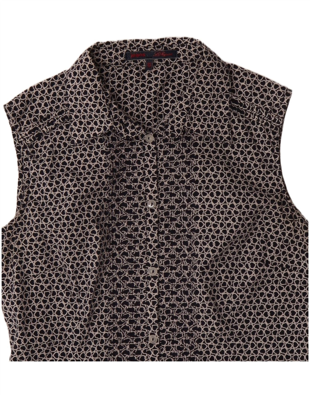 Les Copains Womens Sleeveless Shirt Blouse IT 42 Medium Navy Blue Heart