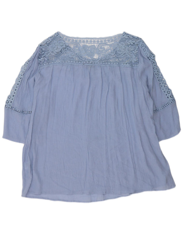 Marks & Spencer Womens Autograph 3/4 Sleeve Blouse Top UK 26 5XL Blue