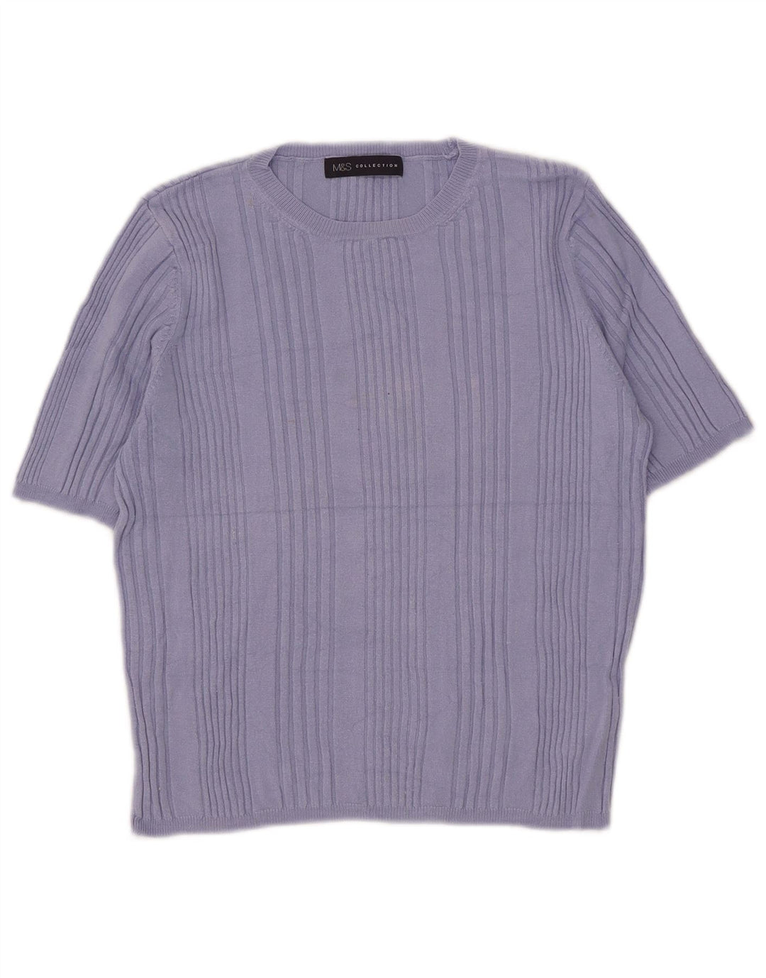 Marks & Spencer Womens Short Sleeve Crew Neck Jumper Sweater UK 14 Medium B
