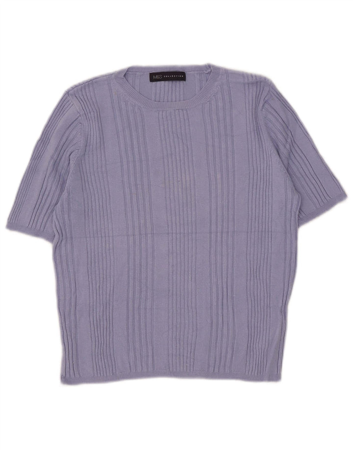 Marks & Spencer Womens Short Sleeve Crew Neck Jumper Sweater UK 14 Medium B