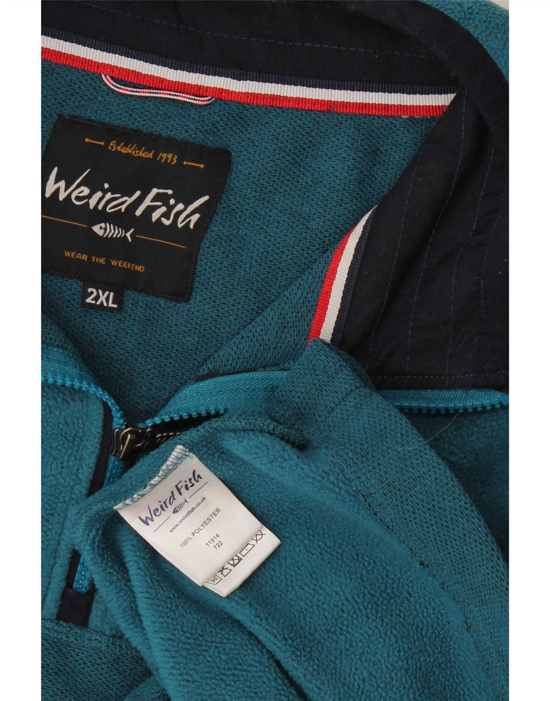 Weird Fish Mens Fleece Jumper 2XL Blue Polyester