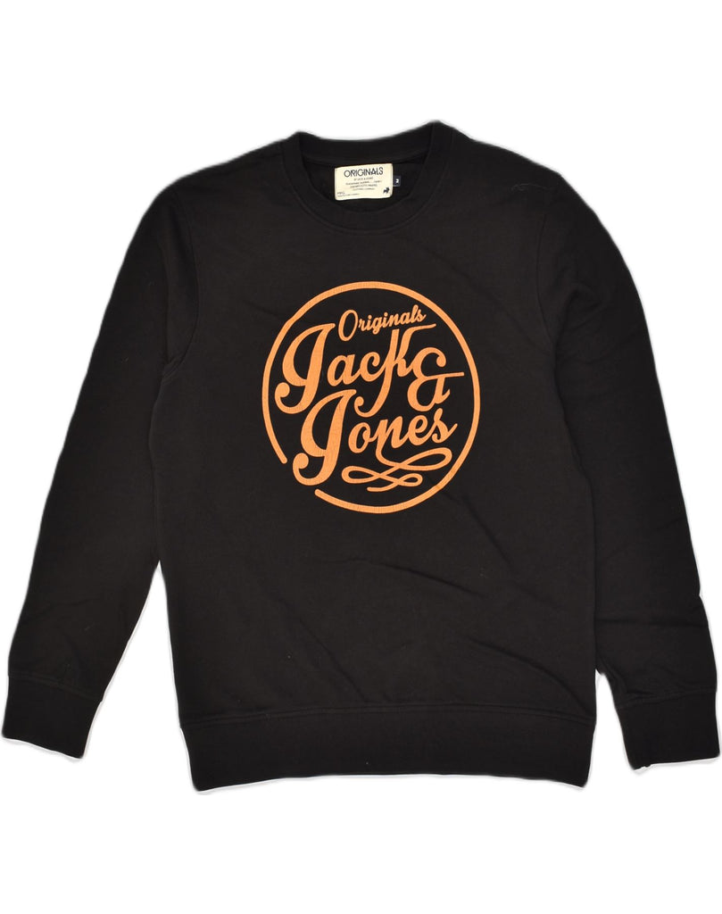 JACK & JONES Mens Originals Graphic Sweatshirt Jumper Medium Black Cotton | Vintage Jack & Jones | Thrift | Second-Hand Jack & Jones | Used Clothing | Messina Hembry 