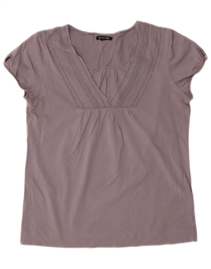 MASSIMO DUTTI Womens Blouse Top UK 14 Large Grey Cotton