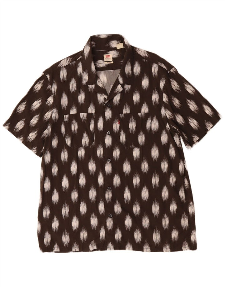 Levi's Mens Relaxed Fit Short Sleeve Shirt Large Brown Ikat