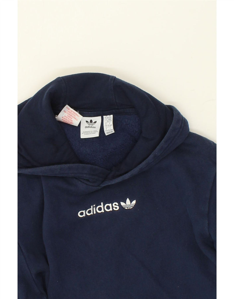 ADIDAS Boys Graphic Hoodie Jumper 15-16 Years Navy Blue Cotton | Vintage Adidas | Thrift | Second-Hand Adidas | Used Clothing | Messina Hembry 