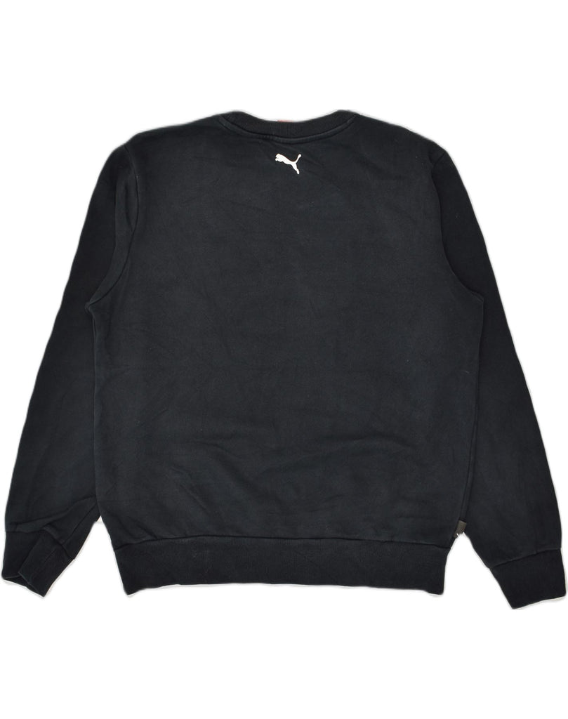 PUMA Mens Graphic Sweatshirt Jumper Medium Navy Blue Cotton | Vintage Puma | Thrift | Second-Hand Puma | Used Clothing | Messina Hembry 