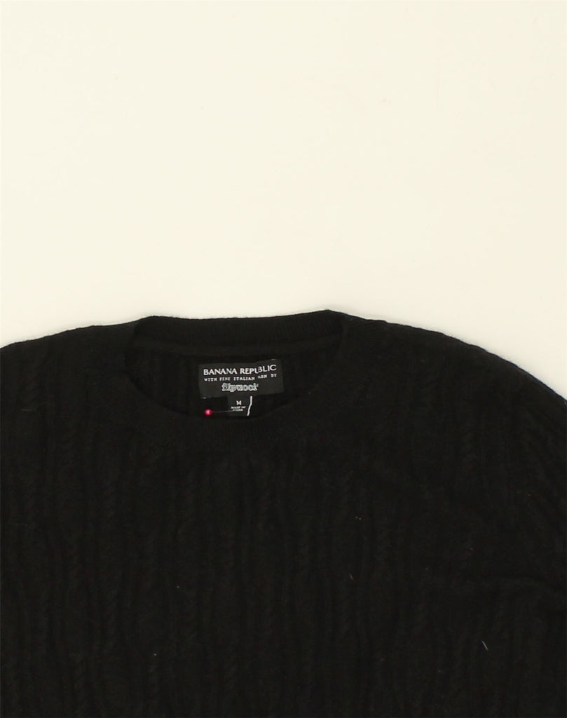 BANANA REPUBLIC Womens Crew Neck Jumper Sweater UK 12 Medium Black Wool | Vintage Banana Republic | Thrift | Second-Hand Banana Republic | Used Clothing | Messina Hembry 