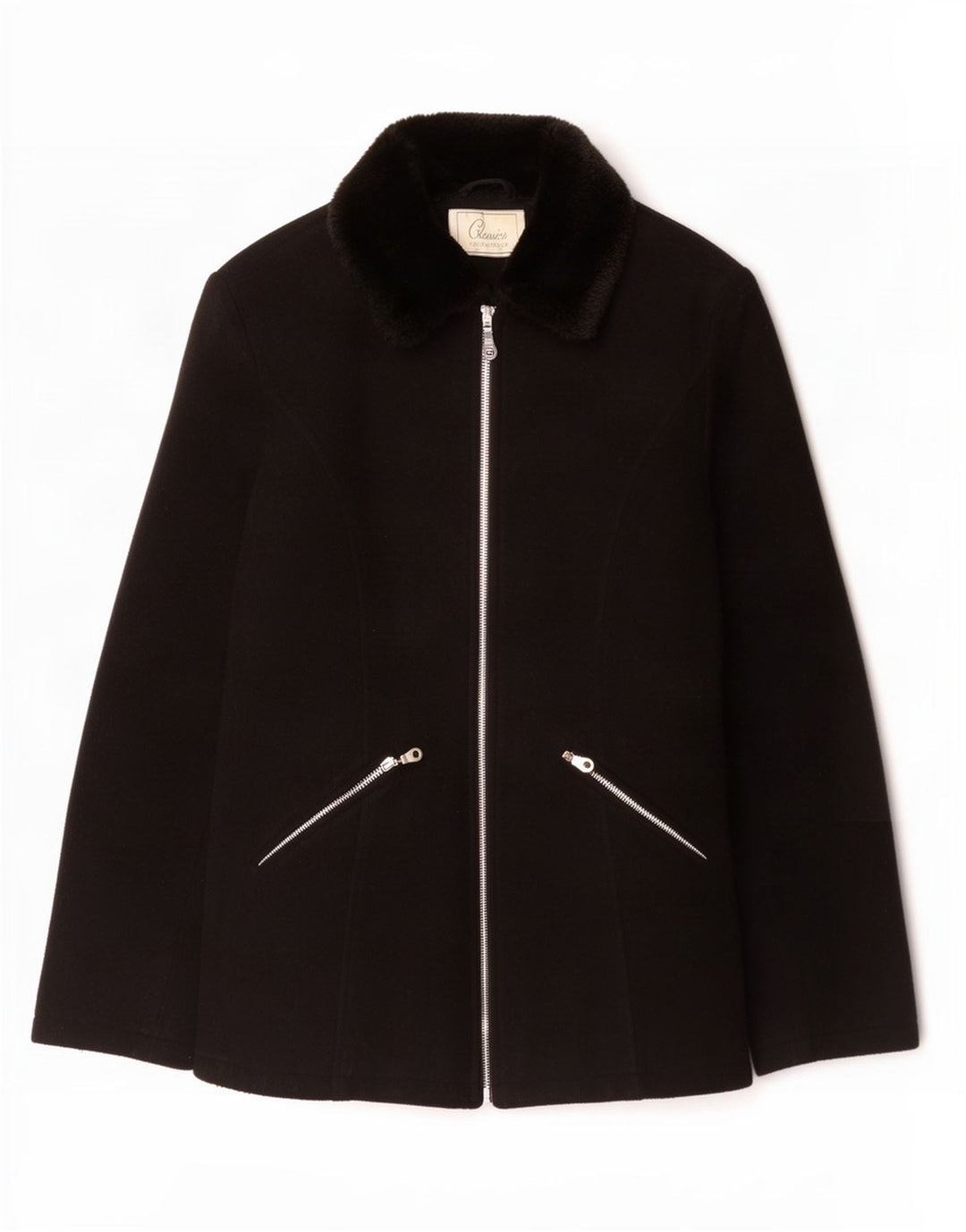 St. Bernard Womens Full Zip Overcoat UK 10 Small Black Wool