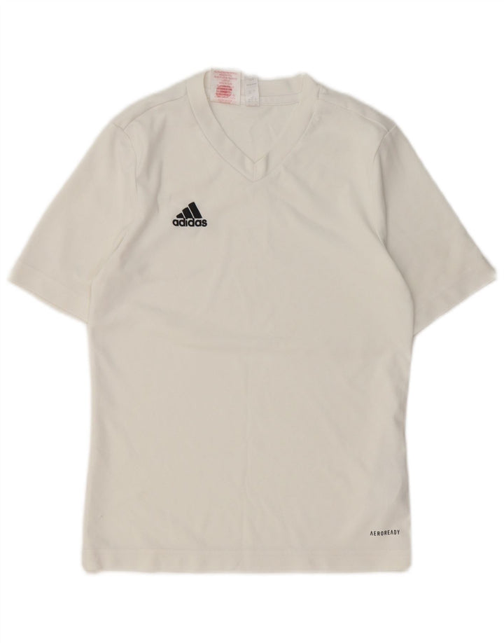 Adidas Boys Aeroready T-Shirt Top 11-12 Years White Polyester