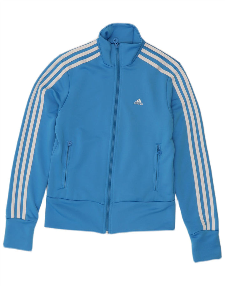 ADIDAS Womens Tracksuit Top Jacket UK 10 Small  Blue Polyester