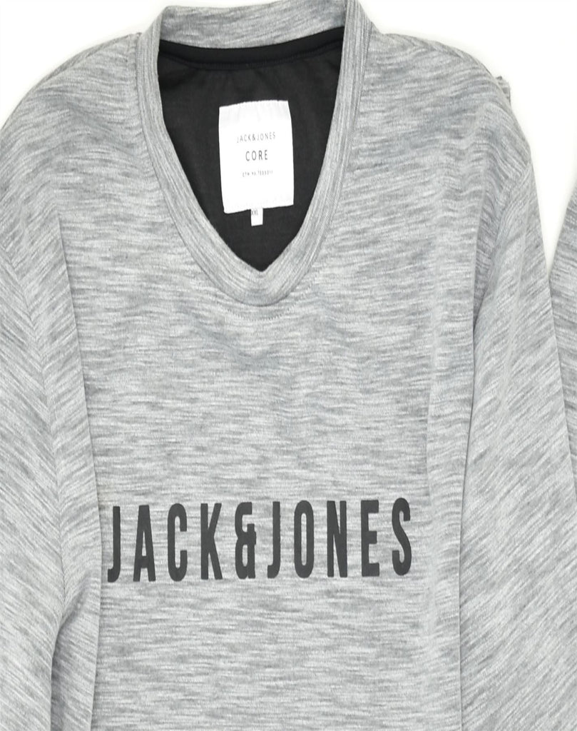 JACK & JONES Mens Graphic Sweatshirt Jumper 2XL Grey Polyester | Vintage | Thrift | Second-Hand | Used Clothing | Messina Hembry 