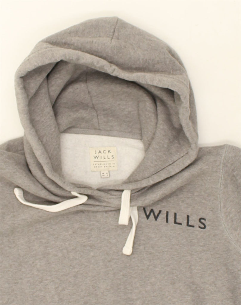 JACK WILLS Womens Graphic Hoodie Jumper UK 10 Small Grey Cotton | Vintage Jack Wills | Thrift | Second-Hand Jack Wills | Used Clothing | Messina Hembry 