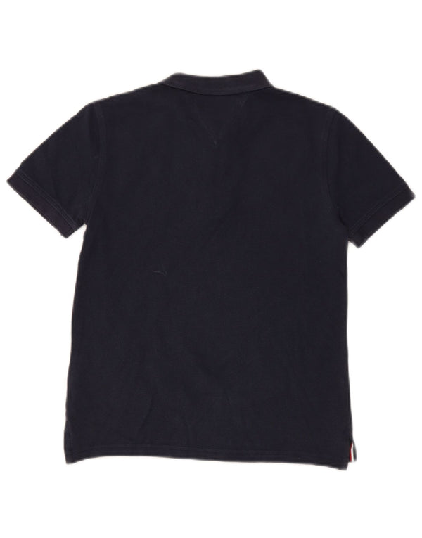 Tommy Hilfiger Boys Graphic Polo Shirt 9-10 Years Navy Blue Colourblock