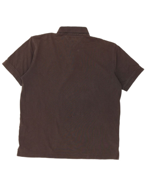 Tommy Hilfiger Mens Regular Fit Polo Shirt XL Black Cotton