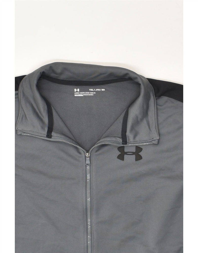 UNDER ARMOUR Boys Tracksuit Top Jacket 15-16 Years XL Grey Polyester | Vintage Under Armour | Thrift | Second-Hand Under Armour | Used Clothing | Messina Hembry 