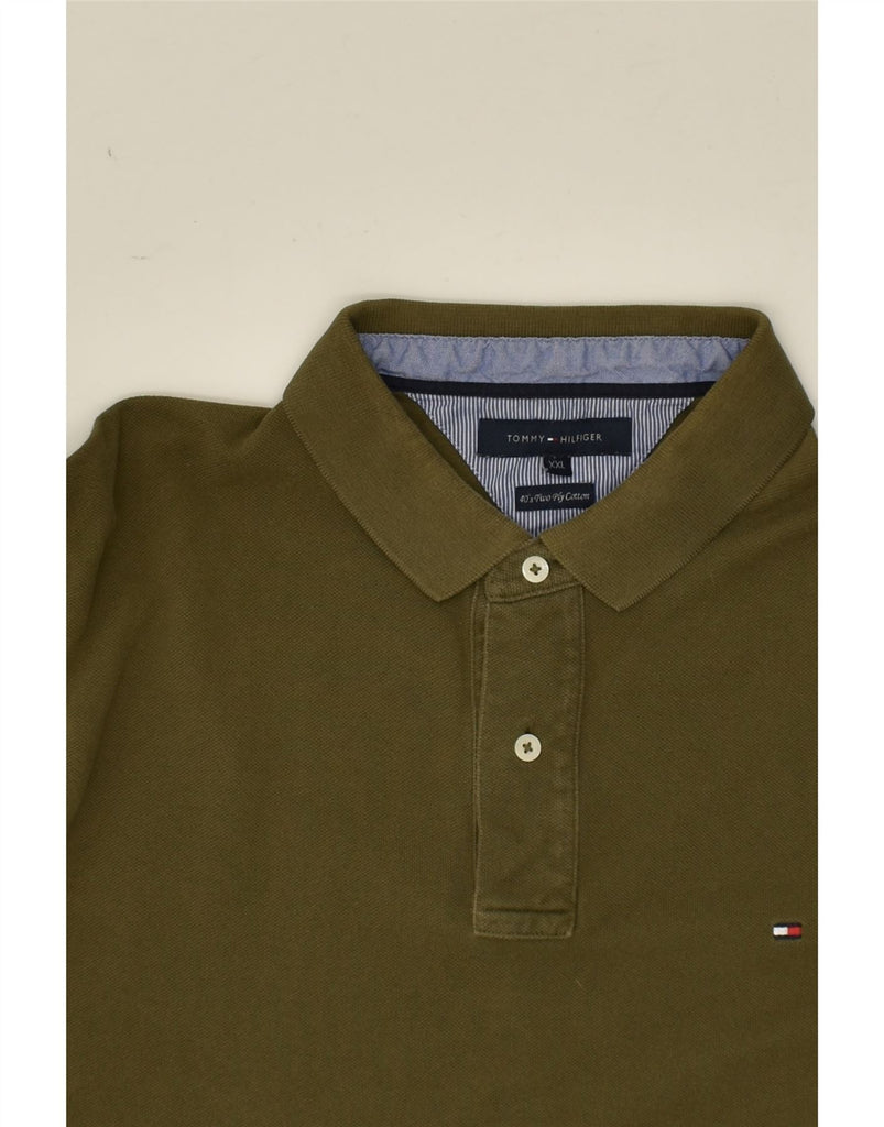 TOMMY HILFIGER Mens Polo Shirt 2XL Khaki Cotton | Vintage Tommy Hilfiger | Thrift | Second-Hand Tommy Hilfiger | Used Clothing | Messina Hembry 