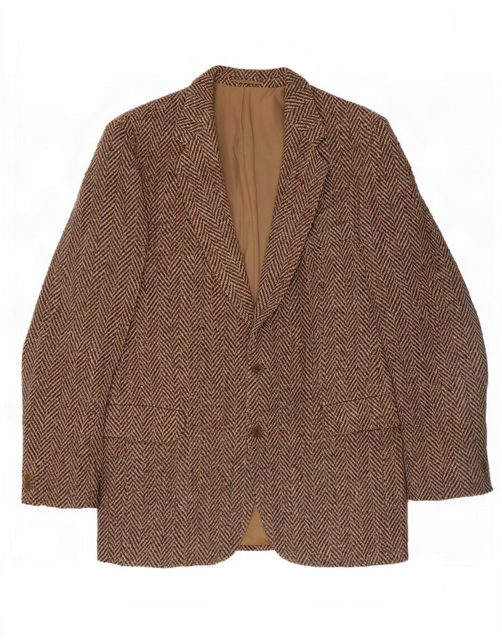 Vintage Mens 2 Button Blazer Jacket UK 38 Medium Brown Herringbone