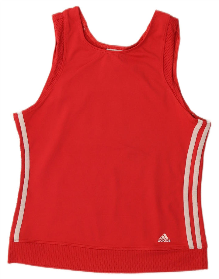 Adidas Womens Climacool Crop Vest Top UK 14 Medium Red Polyamide