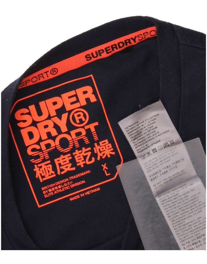 SUPERDRY Womens Graphic T-Shirt Top UK 18 XL Navy Blue Polyester