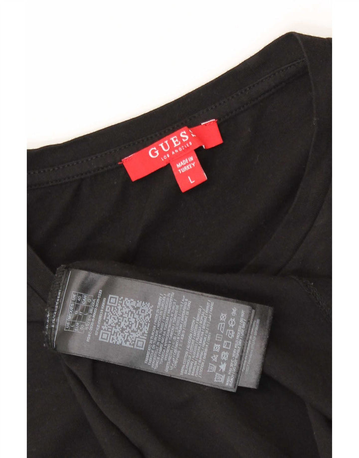 Guess Mens Graphic T-Shirt Top Large Black Cotton