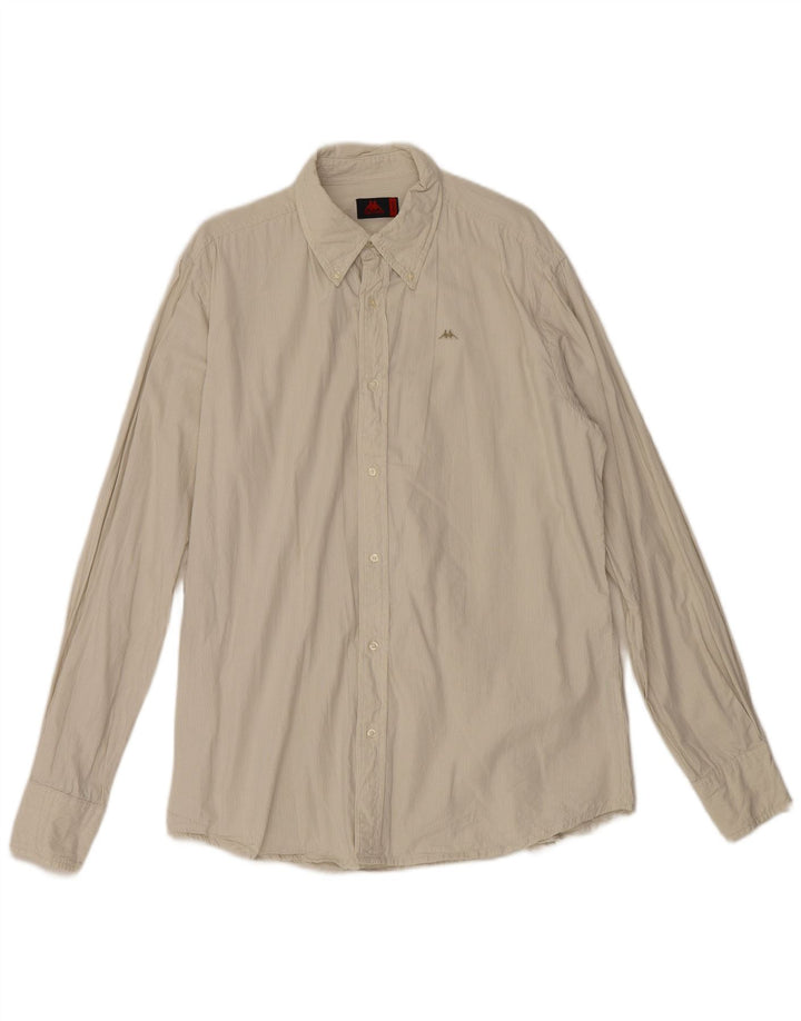 Kappa Mens Shirt 2XL Beige Pinstripe Cotton