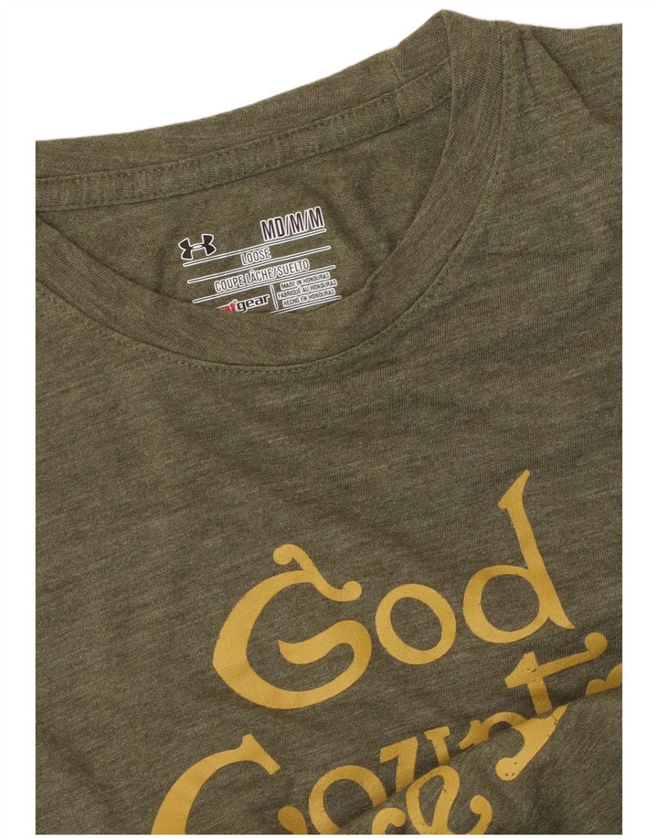 UNDER ARMOUR Mens Heat Gear Graphic T-Shirt Top Medium Khaki