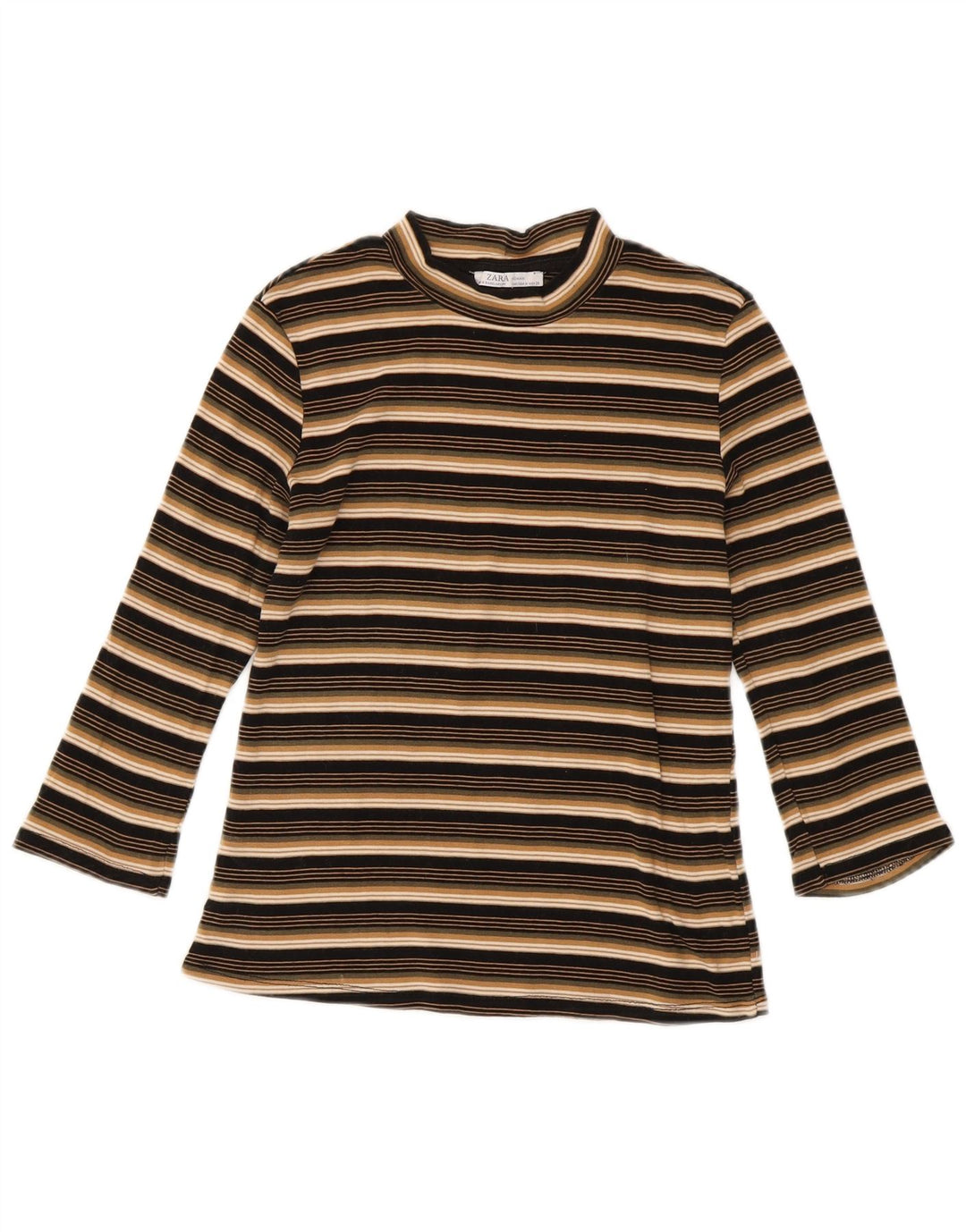 ZARA Womens Top Long Sleeve UK 12 Medium Multicoloured Striped