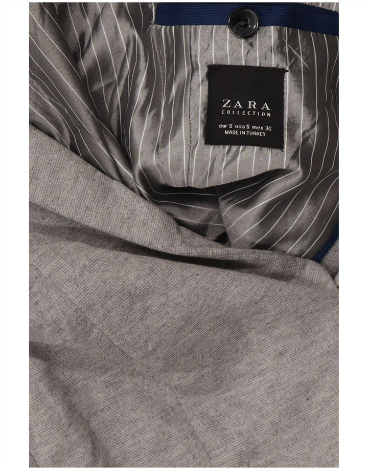 Zara Mens 1 Button Blazer Jacket UK 36 Small Grey